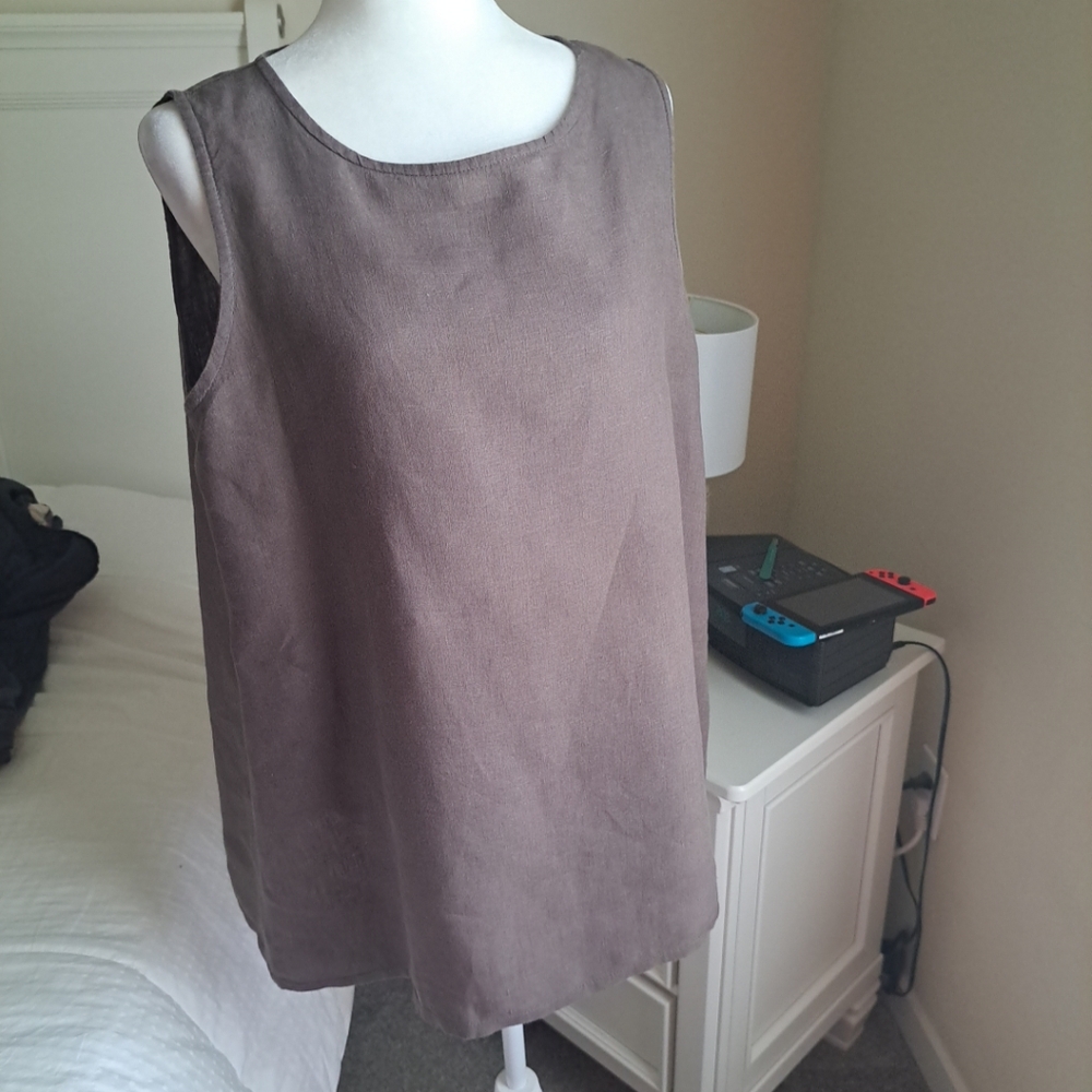 Bryn Walket Top Linen Brown Sleeveless  Sz XS